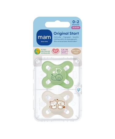 MAM Start Schnuller 2 Set for Newborns | Eco-Friendly Silicone Pacifiers with Box | 0-2 Months Snail/Fox Design | Sustainable Baby Care - Buy Online on SooperMarket.com