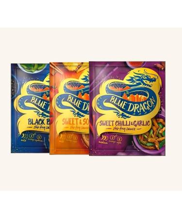 Blue Dragon Stir Fry Sauce Sachet - Black Bean Sweet & Sour Sweet Chilli & Garlic (120g Pack of 3) - Buy Online on SooperMarket.com