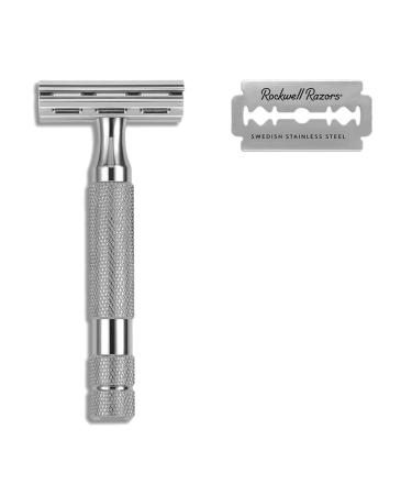 ROCKWELL RAZORS 2C Razor with 5 Blades, 6 Piece Set, White Chrome | 2 Adjustable Shave Settings  TWO razors for the cost of ONE 2C White Chrome