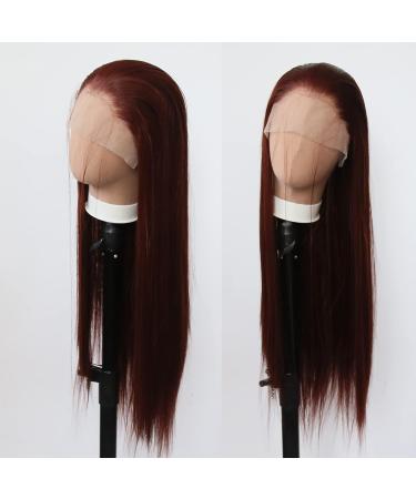 Long Straight Reddish Brown Lace Front Wig - Heat Resistant Synthetic Hair for Black Women - Cosplay and Daily Wear - Buy Online on SooperMarket.com