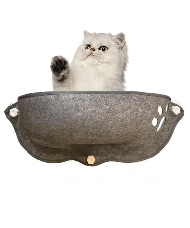 Hamiledyi Cat Window Bed Kitty Sill Hammock Perch Hanging Cats Resting Seat Gray Durable Suction Cup Safe Plush Cushion Pad Soft Collapsible Space Saving for Glass Door Floor Sofa 26.4 X 9.8 Inches