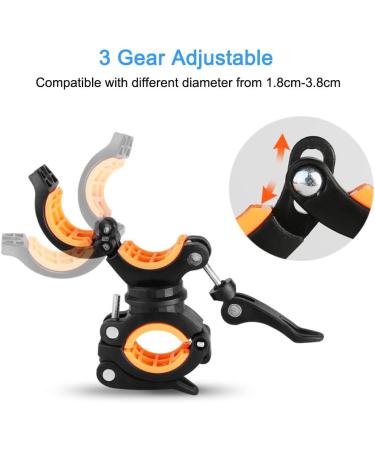 COSOOS 2 Pack Flashlight Mount Holder Universal Bicycle Led Light Mounting Holder 360 Rotation Clip Clamp for Flashlight Cycling Riding Orange+Black - Buy Online on SooperMarket.com