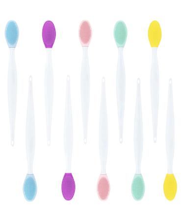 10Pcs Exfoliating Nose Brush Silicone Lip Brush Double-sided Soft Lip Brush Lip Scrub Brush Lip Scrubber Blackhead Brush for Lip Skin Smoothing Cleaning Perfect Makeup Tool Kits