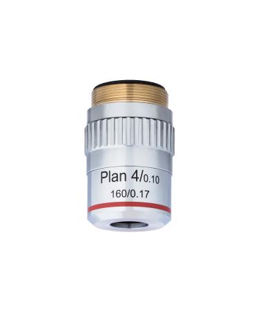 AmScope 4X Plan Achromatic Objective Lens with Knurled Ring
