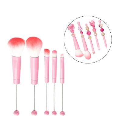 Pink Beadable Makeup Brushes Set of 5 - DIY Craft Kit for Crafters | Silicone Focal Beads & Keychain Included - Buy Online on SooperMarket.com