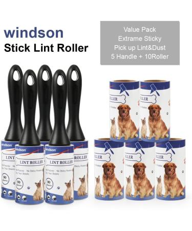 Windson Lint Rollers for Pet Hair - 900 Sheets & 10 Refills Extra Sticky Cat & Dog Hair Remover for Clothes Furniture & Carpet - Buy Online on SooperMarket.com