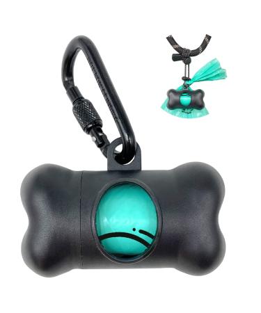 YUCHIYA Dog Poop Pickup Bags Holder Dispenser with Standard-Sized Leak-Proof Scented Doggy Waste Bags and Carabiner Hook and Loop Fastener Never Loose on Leash Lead Again Black 1 Holder 15 Bags