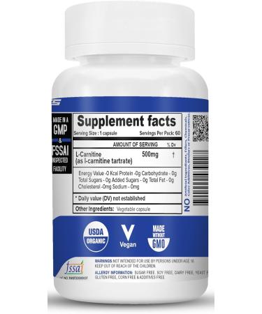NutriJa L-Carnitine L-Tartrate 500mg Supplement | Converts Fat into Energy Boosts Energy & Performance | Supports weight Loss | Fastest Muscle Recovery & Reduces Soreness (120 Capsules) 120 count (Pack of 1) - Buy Online on SooperMarket.com