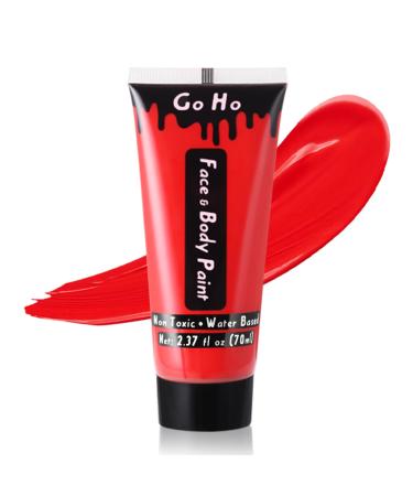 Go Ho Red Cream Face Body Paint(2.37 oz) Water Based Red Devil Makeup Face Painting for Adults Children SFX Cosplay Costumes Festivals Halloween