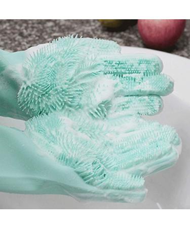 Silicone Dishwashing Gloves Reusable Wash Scrubber Cleaning Tool Magic Gloves for Washing Car Household Kitchen Accessories Purple - Buy Online on SooperMarket.com