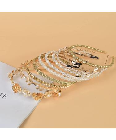 10 PCS Gold Metal Rhinestone Pearl Headbands - Wedding Bridal Hair Accessories - Buy Online on SooperMarket.com