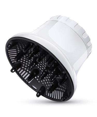 Universal Hair Diffuser Attachment Hair Dryer Air Diffuser for Curly Hair Adjustable Adaptable for Hair Dryers with D-1.4 in to 2.6 inch for Wavy Thick Nature Hair Salon (White)