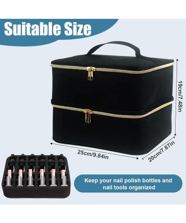 Movstriker Nail Polish Organiser Bag Double Layer Nail Varnish Storage Holds 30 Bottles and A Nail Lamp Traveling Nail Polish Storage Case Portable Nail Lipstick Beauty Tools Box(Black) - Buy Online on SooperMarket.com
