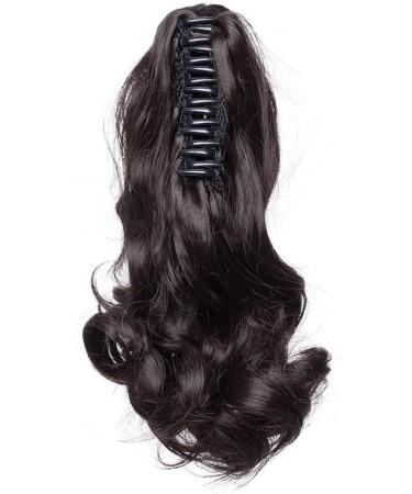 12 Curly Dark Brown Claw Clip Ponytail Synthetic Hair Extension - Long Pony Tail Hairpiece - Buy Online on SooperMarket.com