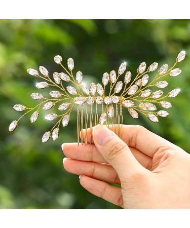Yokawe Wedding Hair Comb Gold Bridal Vintage Rhinestone Hair Side Combs Decorative Crystal Bride Hair Accessories for Women and Girls (Gold)