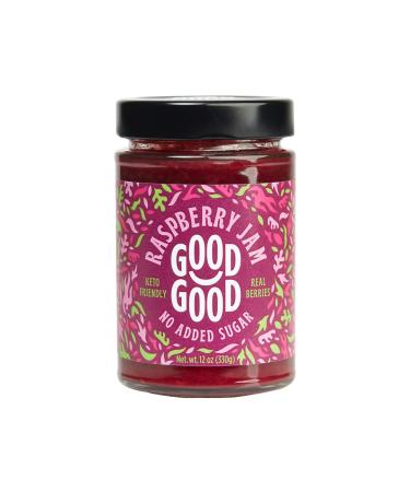 GOOD GOOD Sweet Raspberry Jam - Keto Friendly - Low Calorie without Added Sugars - Vegan - Gluten Free - Preserves - 12 Ounce (Pack of 1) Raspberry 12 Ounce (Pack of 1)