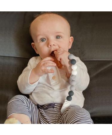 Kowlone Silicone Dummy Clip for Baby Boys and Girls - Teething Holder Unisex Pacifier Chain (Grey Green) - Buy Online on SooperMarket.com