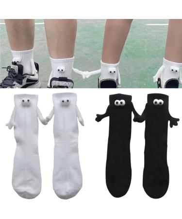 CUIKOSAER Funny Magnetic 3D Doll Couple Socks - Novelty Mid-Tube Cotton Socks for Teens - Unique Couple Holding Hands Design - White - Buy Online on SooperMarket.com