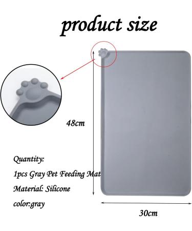 1pcs Gray Pet Feeding Mat (48cm*30cm) Silicone Cat and Dog Feeding Mat Pet Food Mat Pet Bowl Placement Tray Non-slip and Waterproof Suitable for Dogs and Cats - Buy Online on SooperMarket.com