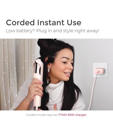 Cordless Automatic Curling Iron - TYMO CURLGO 1 Inch Rotating Wand | Anti-Scald Tangle-Free Portable Rechargeable Dual Voltage for 14 -22 Hair - Gold Blush - Buy Online on SooperMarket.com