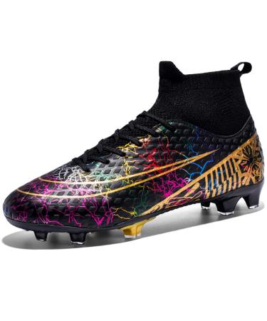 Vtasq soccer shoes men high top spike artificial turf football shoes children boys tunnels cleats professional athletics training shoes outdoor sport football boots 39 eu black