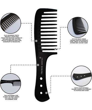 Trende Essentials Wide Tooth Comb - Heat Resistant Detangler for Curly Hair - Black - Buy Online on SooperMarket.com