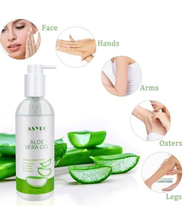 ASYBO Aloe Vera Gel 250ml - 100% Natural Pure Hydrating Moisturizer for Face, Soothing and Moisturizing, After Sun Care, Reduce Acne, Repair Scars - Ideal for All Skin Types - Buy Online on SooperMarket.com
