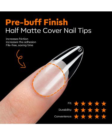 Modelones 216 Piece Full Cover Nail Tips Set - Soft Gel & Pre-Buff PMMA Resin - 12 Sizes Medium Almond - Perfect for DIY Nail Art - Buy Online on SooperMarket.com