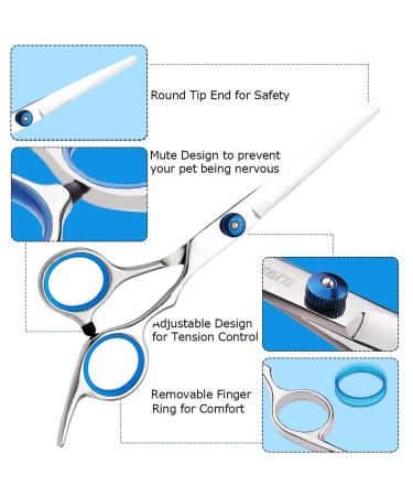 Plksei 2-Piece Dog Care Scissors Set | Professional Round & Curved Scissors for Dogs Cats & Pets | International Shipping - Buy Online on SooperMarket.com