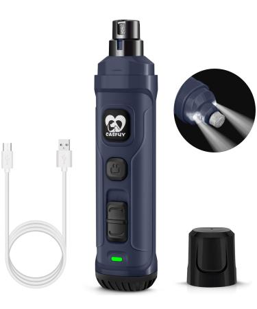 Casfuy claw grinder for dogs with 2 LED lights-2 speeds quiet powerful powerful electrical claw cutters for small medium-sized dogs and cats navy blue