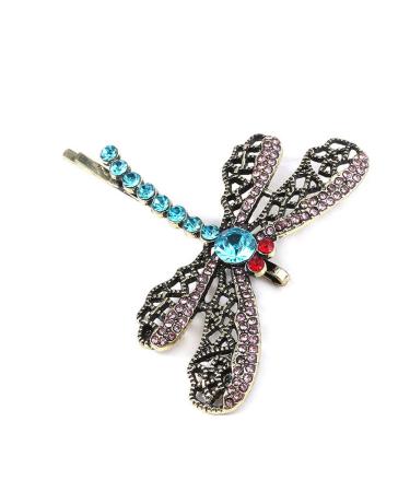 Vintage Rhinestone Dragonfly Hair Clips Set - Elegant Alloy Barrettes for Women - Buy Online on SooperMarket.com