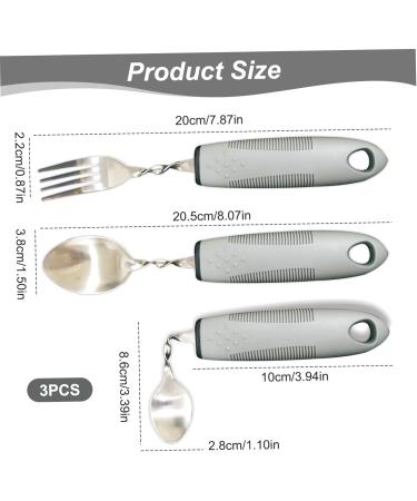 Adaptive Utensils Disability Aids 3PCS Stainless Steel Curved Cutlery Set with Mirror Polishing Bendable Design & Non-Slip Handles for Disabled Hands Flexible Tableware for Elderly & Patients - Buy Online on SooperMarket.com