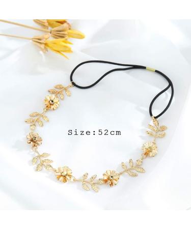 Yalice Gold Leaf Headband | Elastic Flower Head Chain for Women and Girls - Buy Online on SooperMarket.com