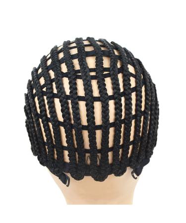 Adjustable Black Wig Cap with Elastic Band and Hair Clips for Braided Crochet Wig Making - Buy Online on SooperMarket.com