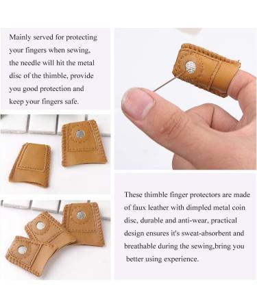 Finger Protector Thimble Set - 8pcs Thimbles + 30pcs Needles for Sewing, Adjustable Metal & Leather Thimbles for Hand Embroidery & Needlework - Buy Online on SooperMarket.com