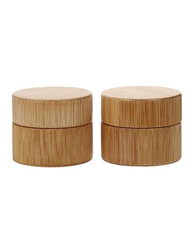 Exceart CREMEDOSE Wood empty Refillable cosmetic socket jar lip balm container cosmetic container for nail art lip balm cream test powder lotion 15g 2 pieces light yellow2 4.5x4.5 x4cm