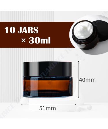 Tuakimce 10 Pack 30ml Refillable Cosmetic Glass Cream Containers with Lid - Ideal for Creams Lotions & Essential Oils - Buy Online on SooperMarket.com