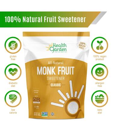 Health Garden Monk Fruit Sweetener Classic - Non GMO, Gluten Free, Sugar Substitute - Kosher, Keto Friendly (3 lbs) - Buy Online on SooperMarket.com