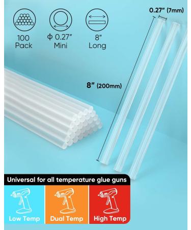 SHALL Mini Hot Glue Sticks 100-pack - Clear All-Temp Hot Melt Glue Gun Sticks - 0.27 x 8 - Multipurpose DIY Art Craft Supplies - Buy Online on SooperMarket.com