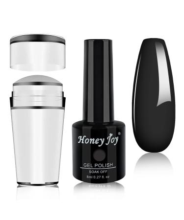 French Silicone Transparent Nail Art Stamping with 8ml Black Gel Nail Polish Kit For Manicure Plate Stamp Polish Stencil Template Seal Stamper Scraper HJ-NAT074-Gel-Black Set