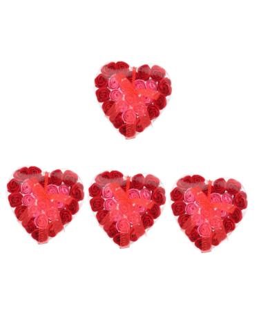 FOMIYES 4pcs Valentine's Day present rose flower soap bath soap rose asmr floral scented bath soap immortal wedding decor Party Artificial soap flower plastic flower arrangement delicate 17.5x17cmx4pcs As Shownx4pcs