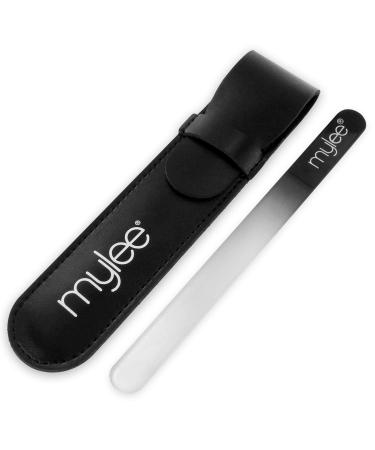 Mylee Crystal Nail File with Case Hygienic and Long Lasting Professional Manicure with 5 Year Guarantee for Salon and Home Use Black
