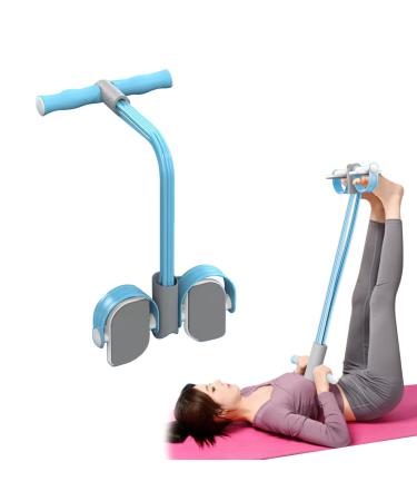 Abdominal Trainer Sit-Up Training Equipment 6 Tubes Fitness Elastic Pull Rope Tension Rope Pull Up Pilate Foot Pedal Resistance Band Workout Tool Ab Shaper Blue