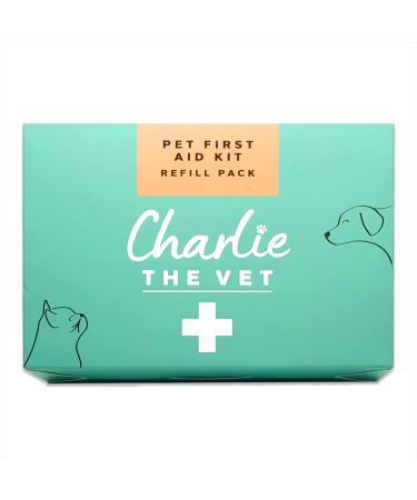Paw Bandaging Kit/Pet First Aid Kit Refill Pack. Vet Approved - Vet Wrap Bandages Dressings Iodine Wipes Saline Pods and More