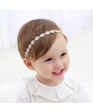 COUXILY Baby Girls Lace Flower Headband - 4 Pack Faux Leather Elastic Hairbands for Newborns & Toddlers - Perfect for Everyday & Special Occasions - Buy Online on SooperMarket.com