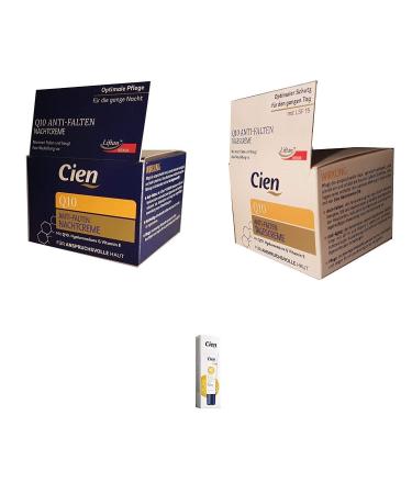 Set of 3 Anti-Wrinkle DAY CREAM - NIGHT CREAM - EYE CREAM - with q10 Hyaluronic Acid & Vitamin E