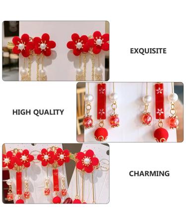 KALLORY Baby Hair Accessories: Tassel & Kimono Flower Hair Clip Set - Girl Hair Clips in Chinese Ancient Style (1 Pair) - Buy Online on SooperMarket.com