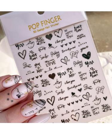 6 Sheets Heart Nail Art Stickers - 3D Self-Adhesive Valentine's Day Decals for Manicure Decoration - Buy Online on SooperMarket.com