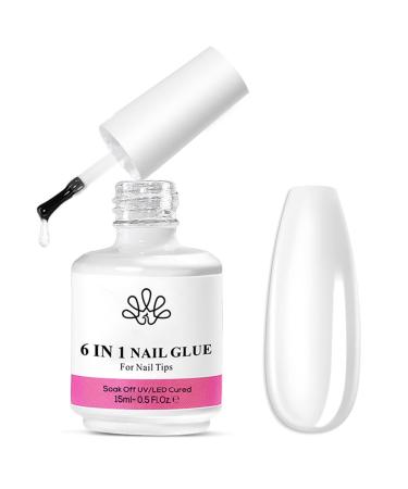 Builder Base Strengthening Gel 6 In 1 Clear UV Gel Nail Polish Coat For Nail Repair Extension & Modeling Sticking Rhinestone Nail Art Glue 15ml Quick Extension Building