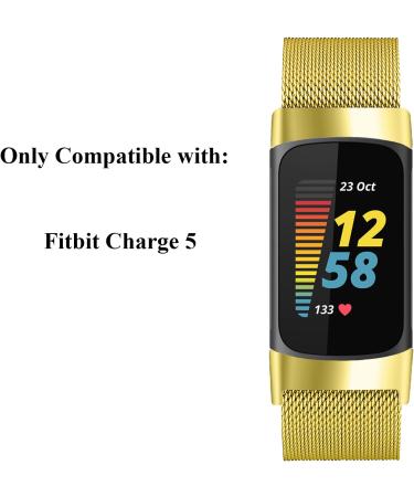 Fitbit Charge 5 Magnetic Mesh Loop Band - Gold, Large (5.9 - 8.3) - Stainless Steel Replacement Strap for Women and Men - Buy Online on SooperMarket.com
